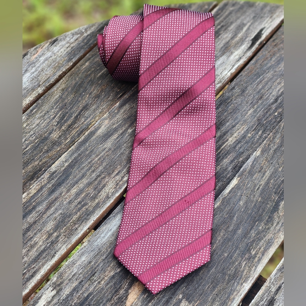 Jasper Conran Silk Burgundy Striped Tie